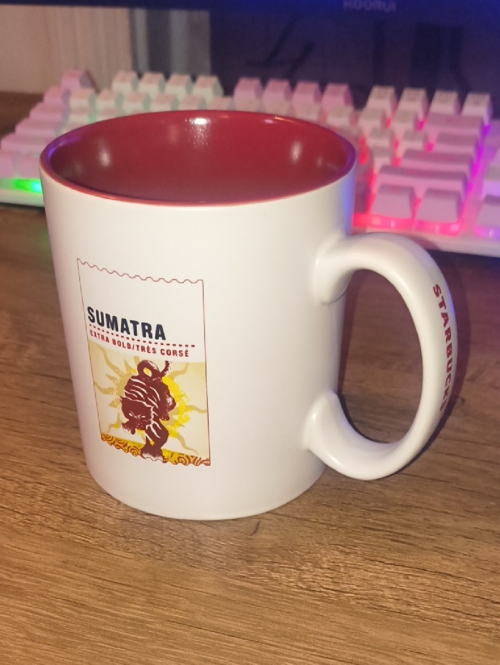 Starbucks 2010 Sumatra Tiger Coffee Mug - Extra Bold Bilingual Tres Corse 15.5oz
